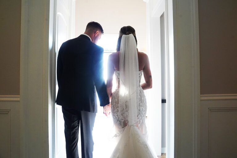 Happy bride embracing imperfections at wedding