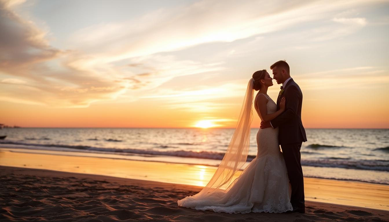 Stunning wedding photography in Northwest Indiana showing a couple at the Indiana Dunes