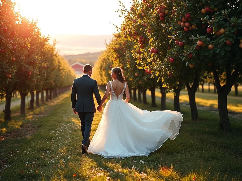 seasonal wedding photography apple orchards